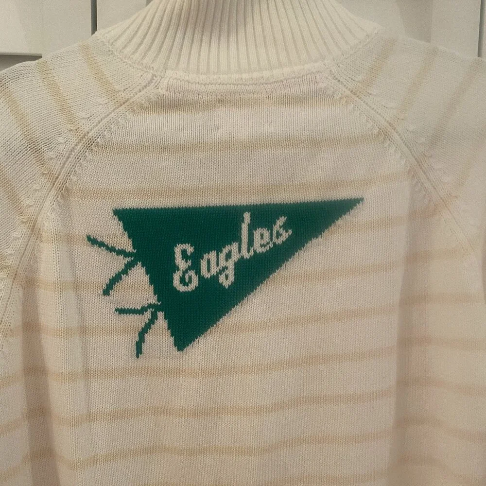 NWT Pink Pineapple Striped Philadelphia Eagles Half Zip Sweater - Picture 1 of 5